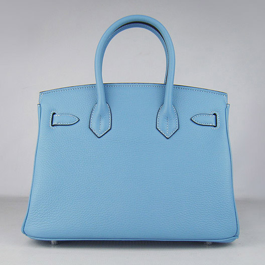 Replica Hermes Birkin 30CM Togo Leather Bag Light Blue 6088 On Sale